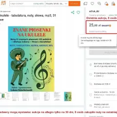 Książka z nutami, tabulaturą i słowami 31 piosenek na ukulele. Idealna dla początkujących i zaawansowanych.