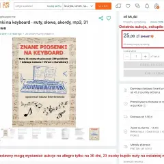 Książka z nutami, słowami i akordami do gry na keyboardzie. Zawiera 31 znanych piosenek.