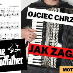 Nuty "Ojciec Chrzestny Walc" i akordeonista grający motyw z filmu. Kompozytor muzyki z filmu "Ojciec Chrzestny" w akcji.