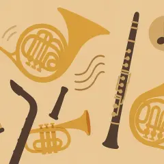 Instrumenty dęte: flet, klarnet, saksofon, trąbka i dwa rogi.
