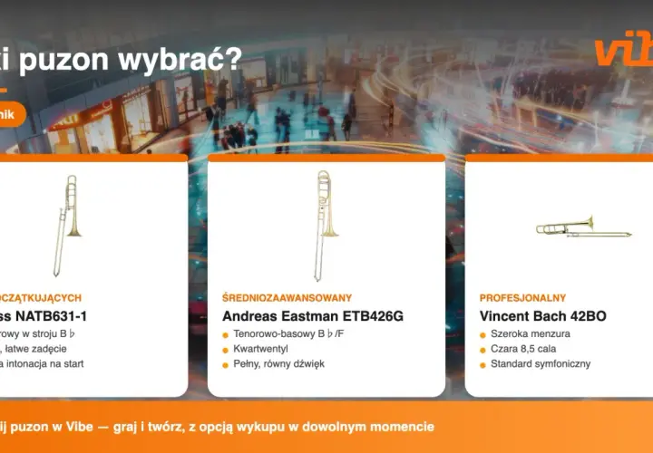 Trzy rodzaje puzonów: dla początkujących, średniozaawansowanych i profesjonalnych.