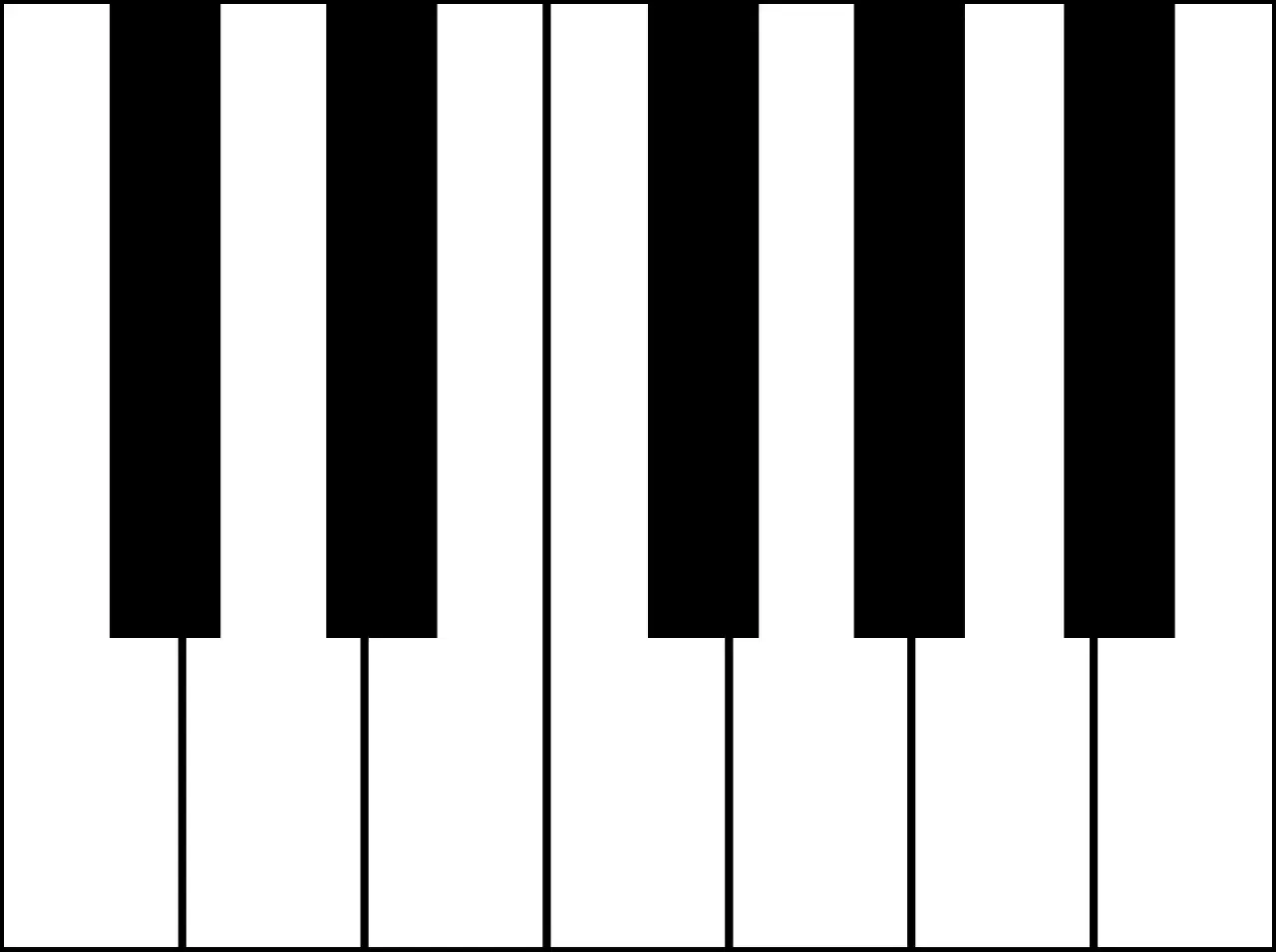 Klawisze fortepianu, czarne i białe. Słyszę melodię, która zaczyna się od F# piano.