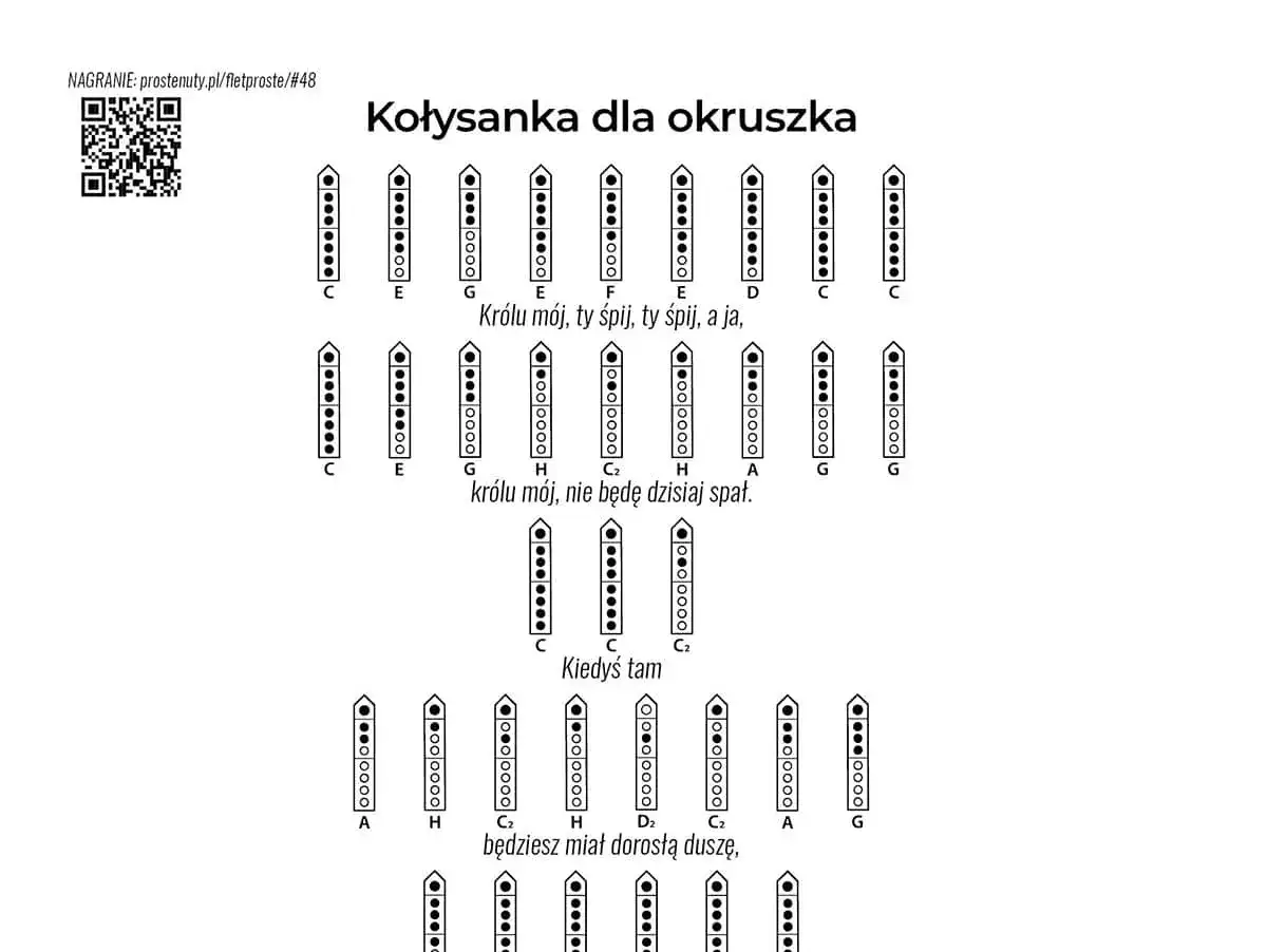 Nuty na flet prosty do kołysanki 